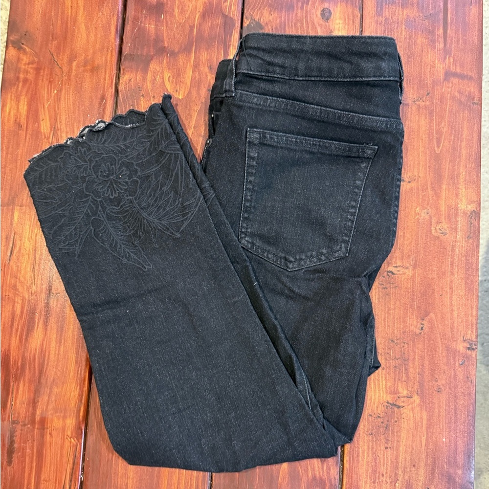 Lauren - Ralph Lauren black jeans with floral design leg ends